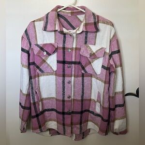 Plaid pink Shacket